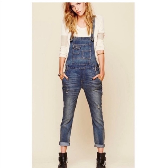 Free People Denim - Free People BNWT! Distressed Denim Overalls Size 24